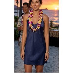 Lilly Pulitzer Dusk 100% Silk Racerback Slip Dress Navy Blue XS EUC